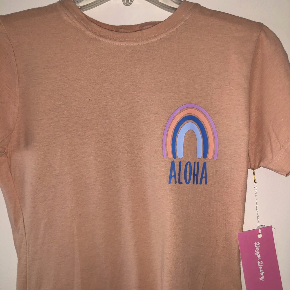 Boho Aloha Rainbow short sleeve cotton tee